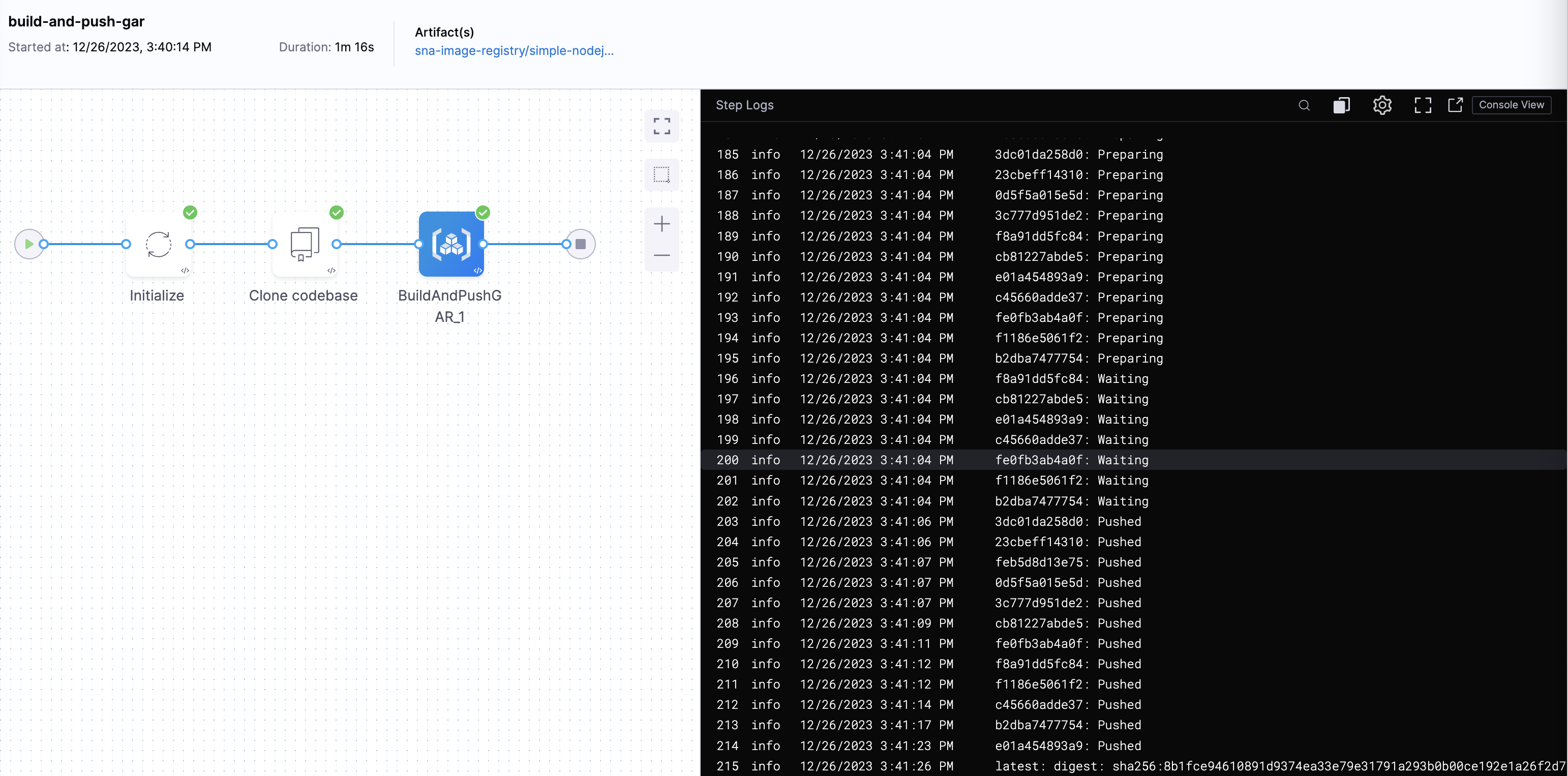 Successful Build and Push Pipeline Execution